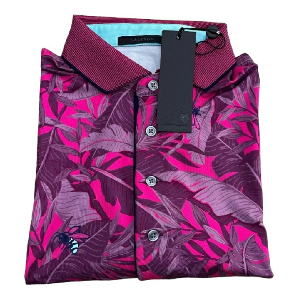 NEW Greyson Golf Floral Print Performance Mens XL Stretch Polo Shirt $118